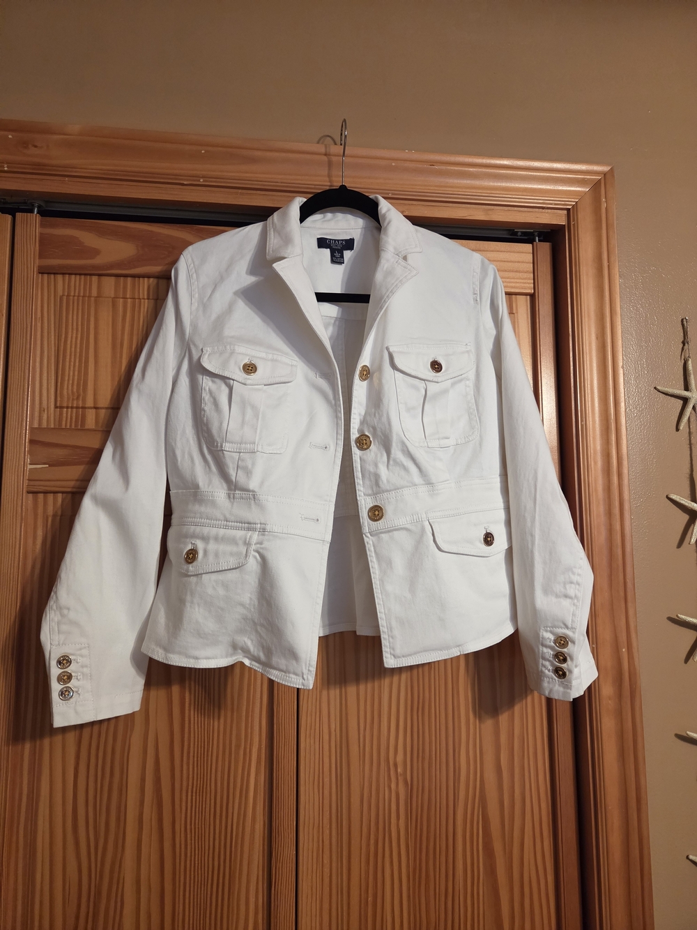 Ralph Lauren Chaps Women's White Cotton Safari Utility Jacket